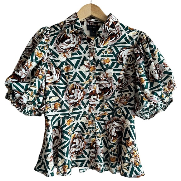 Gracia Size Medium Peplum Top. NWT. - Picture 3 of 4